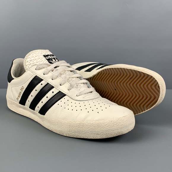 ADIDAS White Black Leather Low Top 350 Sneakers - Picture 3 of 8